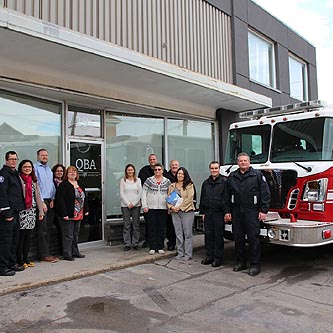 Chris Francescone and his B platoon crew from Belleville Fire Department recently visited the offices of QBA Services